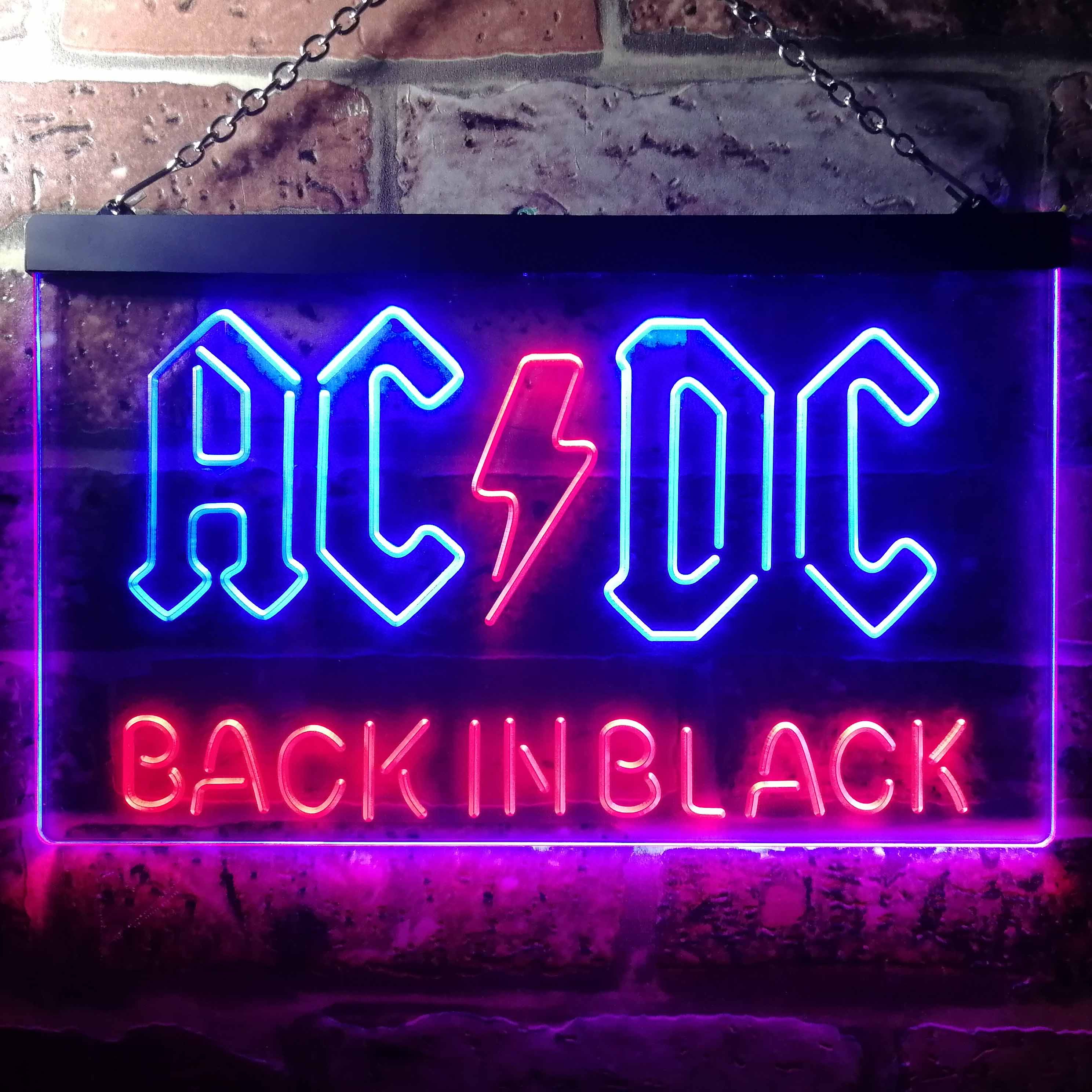 AC DC Back In Black Dual LED Neon Light Sign